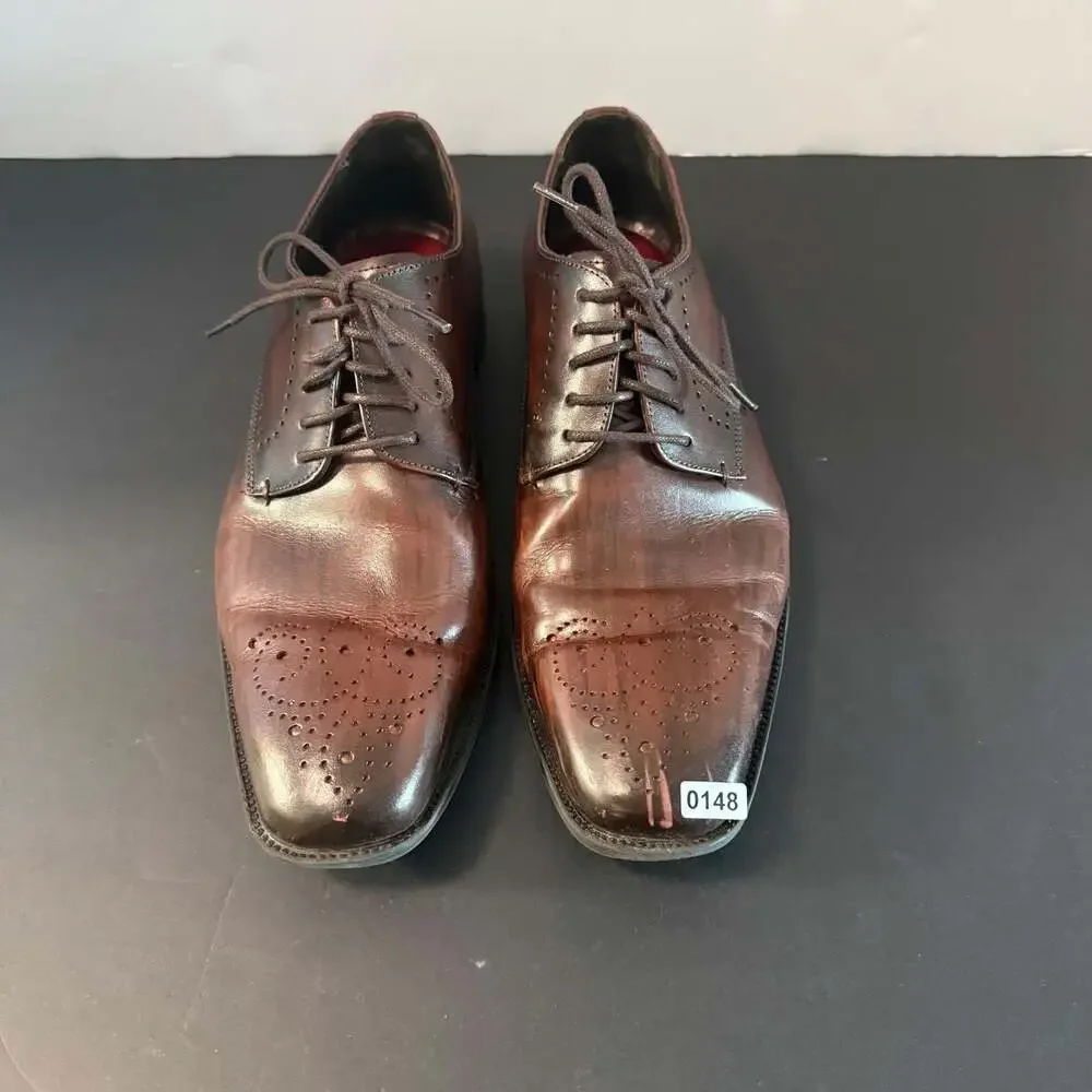 Belvedere‎ Concord Brown Leather Brogue Oxford Shoes Size 8.5D